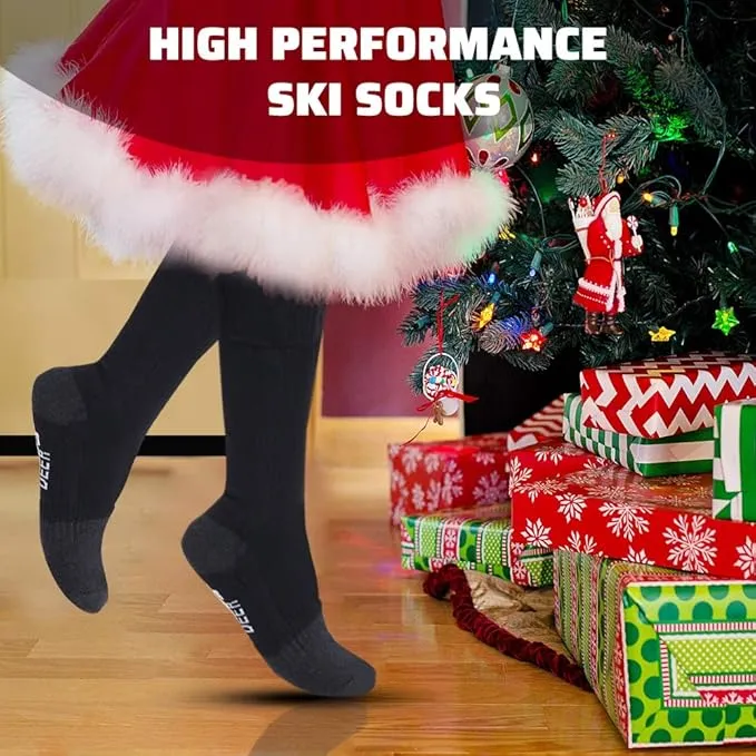 SNOW DEER Heated Socks for Men & Women Battery Socks Powered Thermal Ski Socks Winter Foot Warmer with Temperature Control Long Socks for Skiing Hiking Hunting Motorcycling Riding