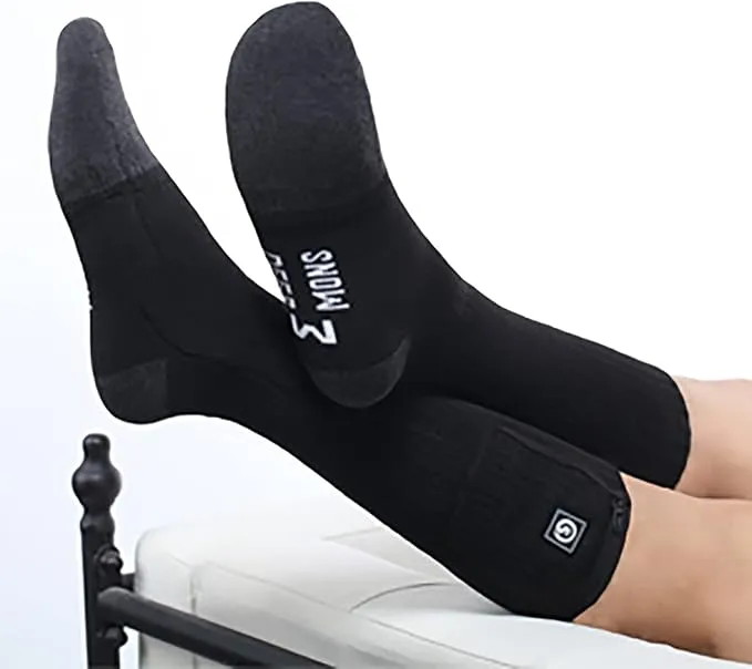 SNOW DEER Heated Socks for Men & Women Battery Socks Powered Thermal Ski Socks Winter Foot Warmer with Temperature Control Long Socks for Skiing Hiking Hunting Motorcycling Riding