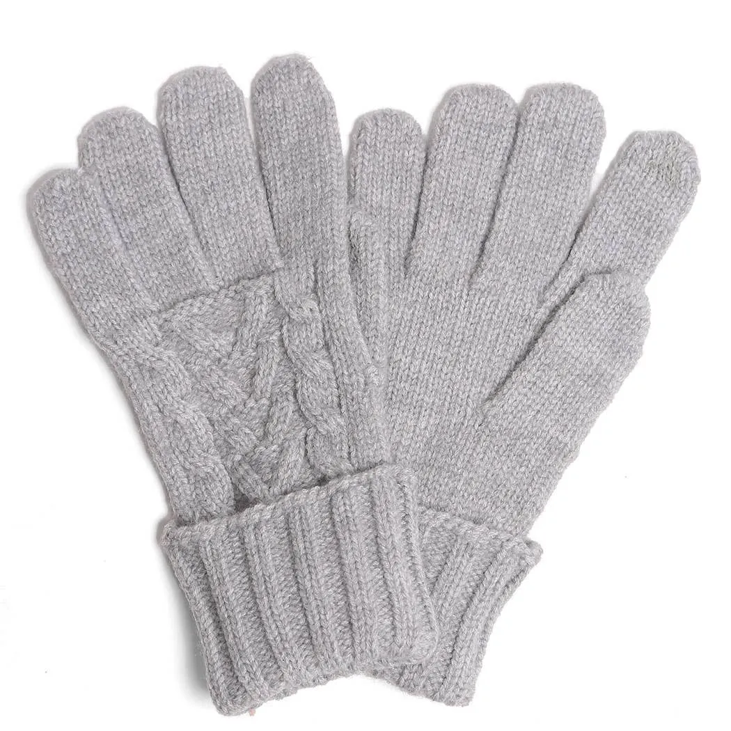 Solid Cable Knitted Flip Cuff Touch Gloves: