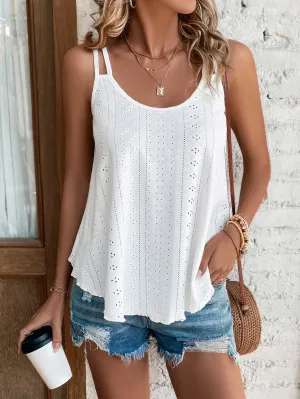 Solid Eyelet Embroidery Cami Top