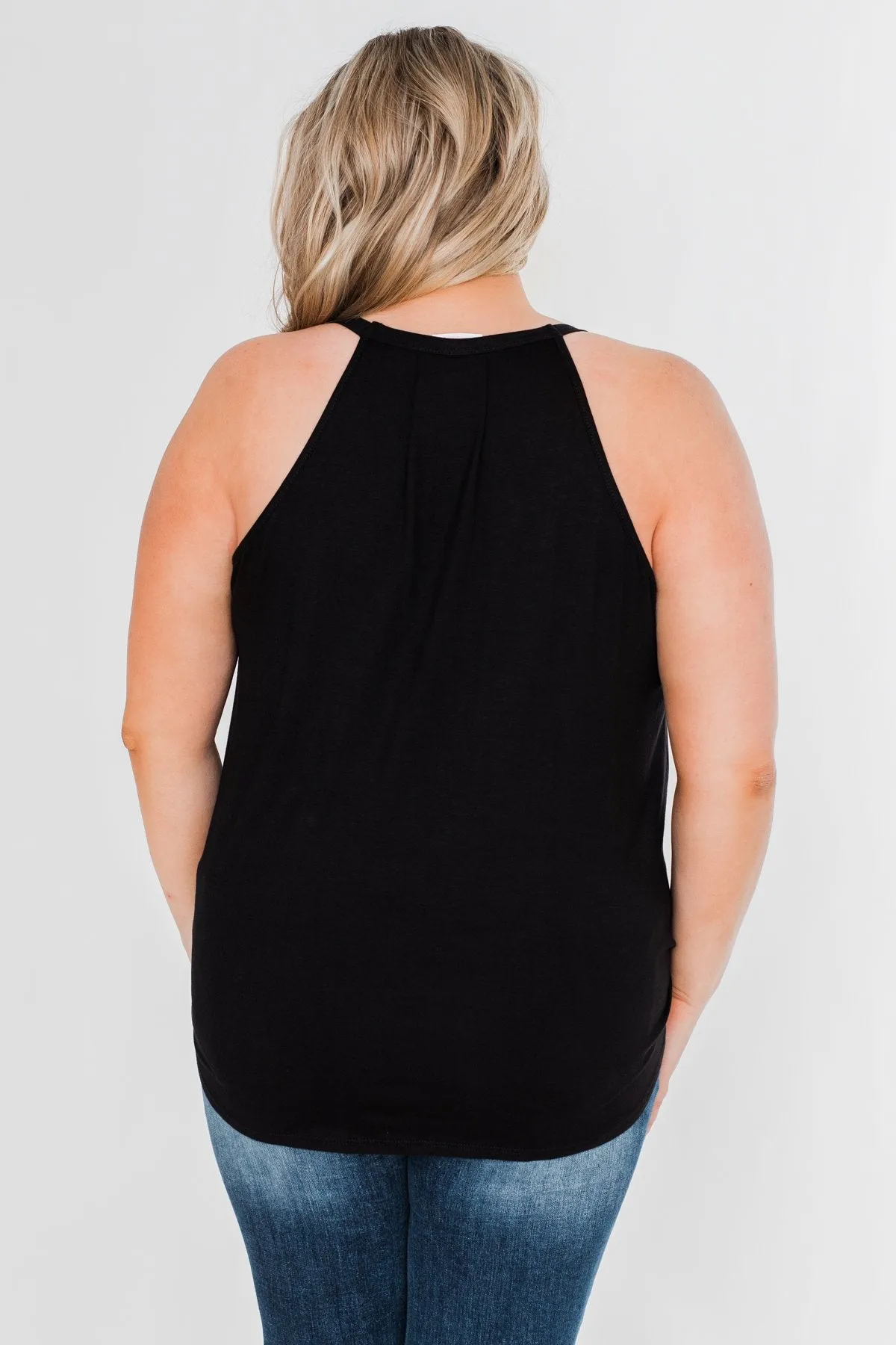 Something Simple Wrap Tank Top- Black
