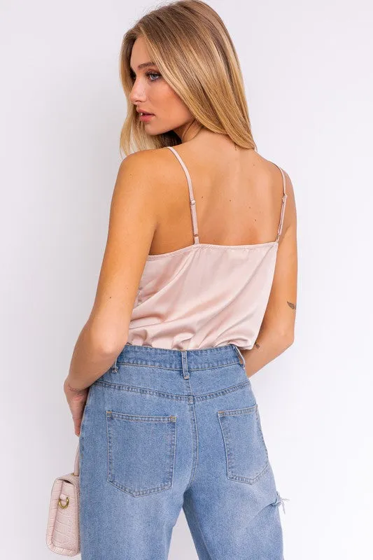 SPAGHETTI STRAP COWL NECK BODYSUIT