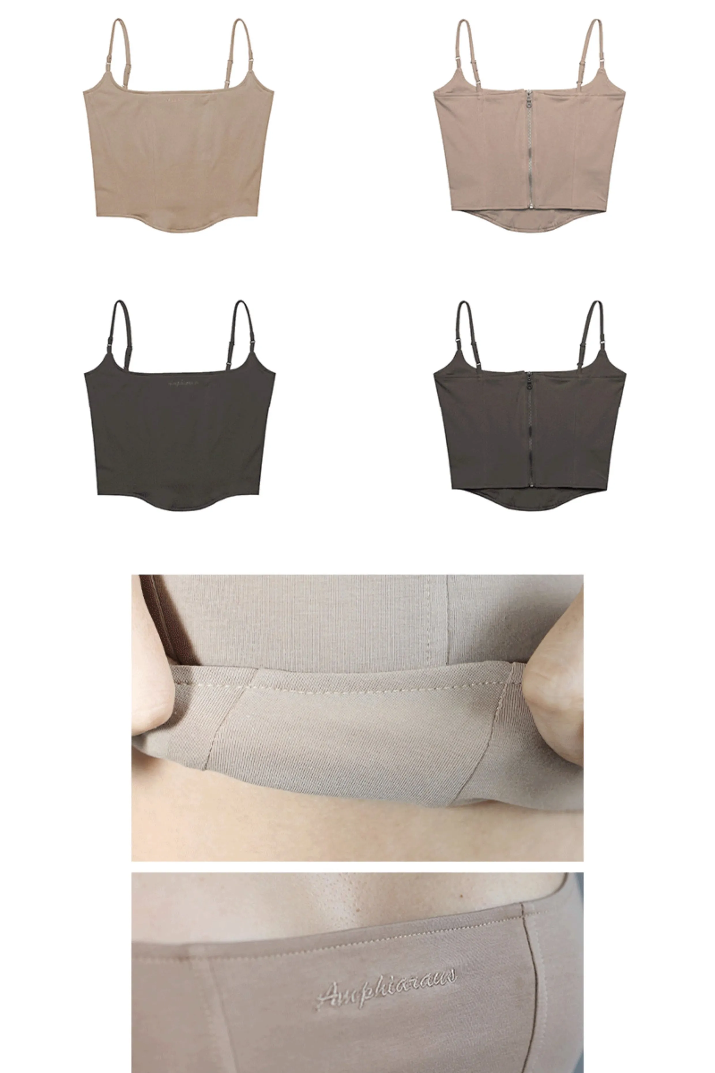Spaghetti Strap Zip Back Cami Top