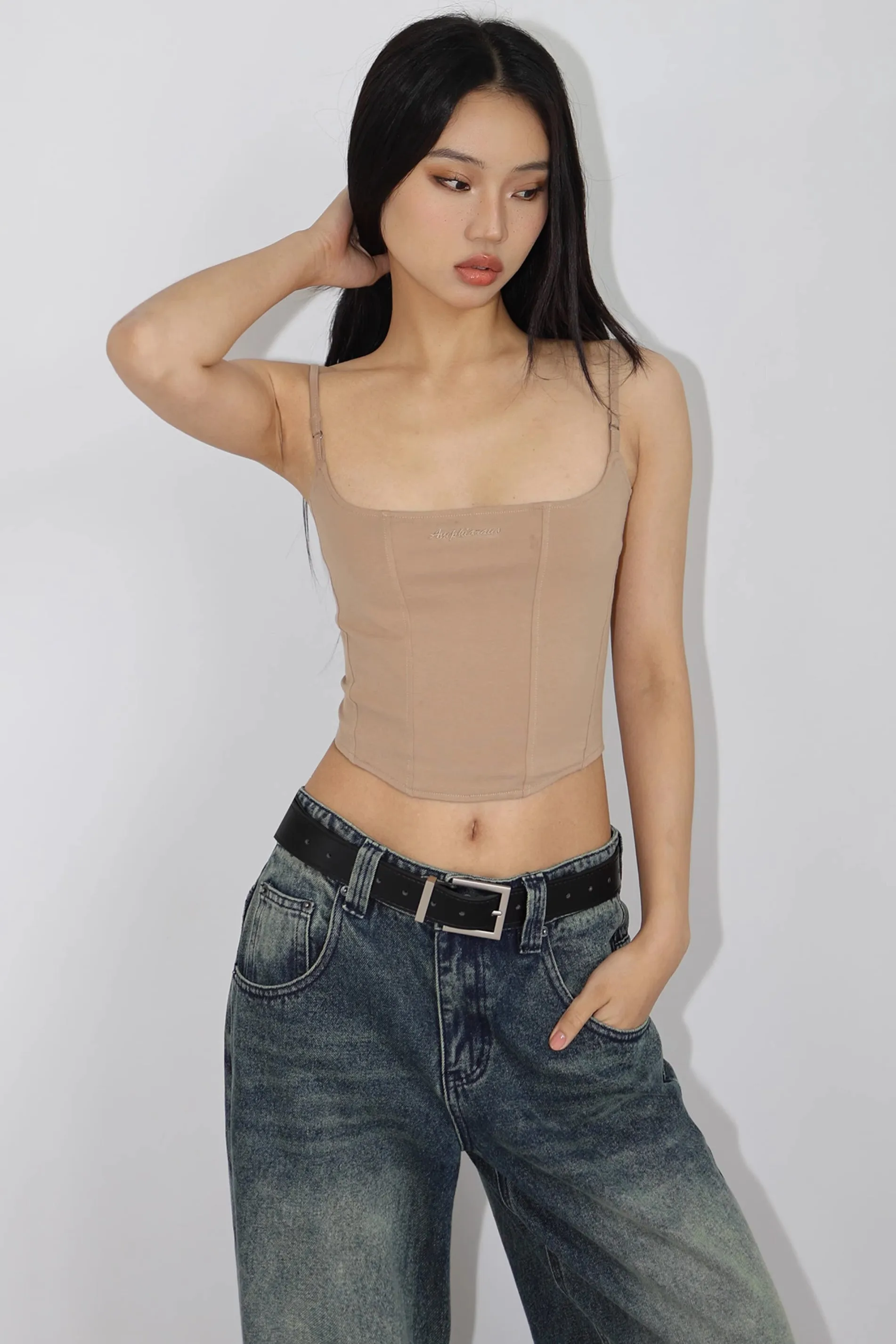 Spaghetti Strap Zip Back Cami Top