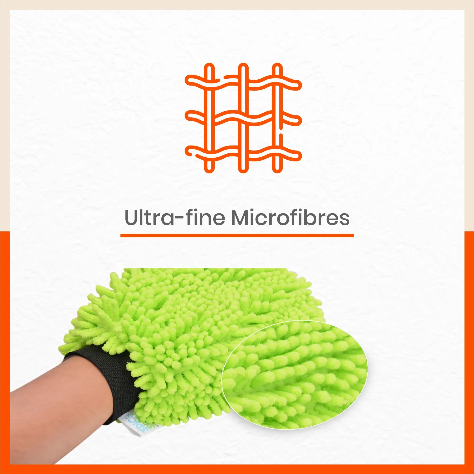 Spic & Span Multi Purpose Micro Fiber Cleaning Glove (Flourescent Green)