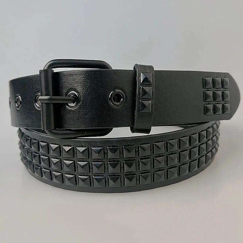 Square bead rivet metal pyramid belt