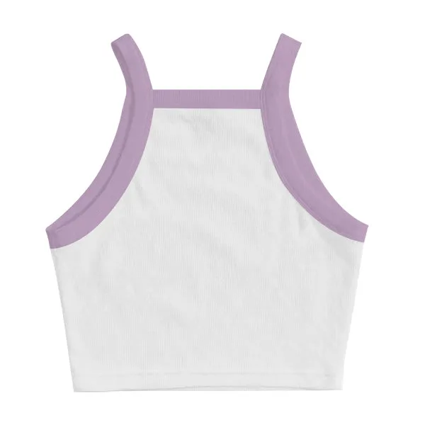 Square High Neck Rib Spaghetti Tank