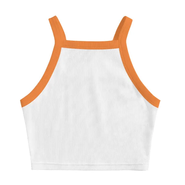 Square High Neck Rib Spaghetti Tank