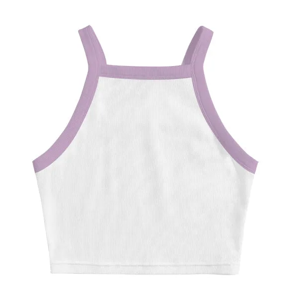 Square High Neck Rib Spaghetti Tank
