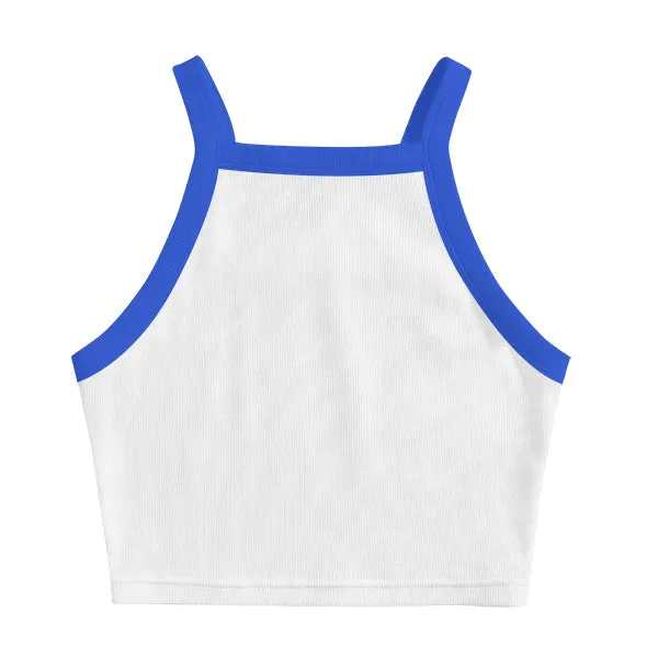 Square High Neck Rib Spaghetti Tank