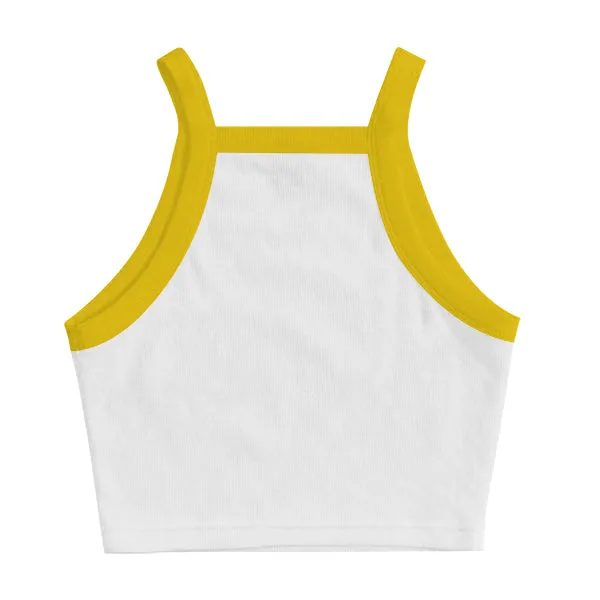 Square High Neck Rib Spaghetti Tank