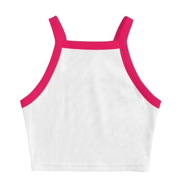 Square High Neck Rib Spaghetti Tank