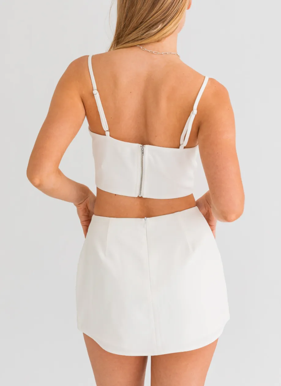 Square Neck Spaghetti Strap Crop Top