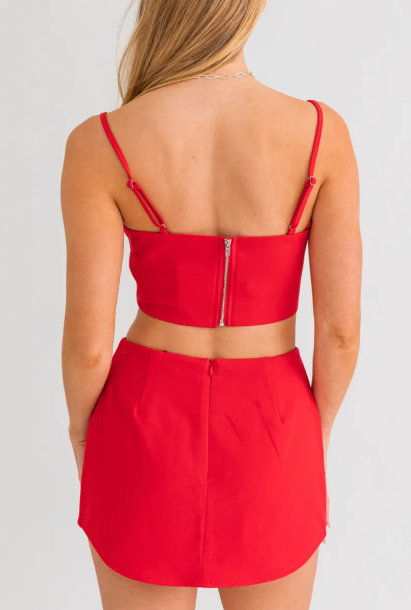 Square Neck Spaghetti Strap Crop Top