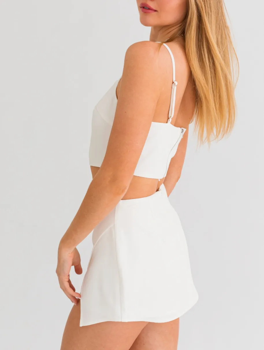Square Neck Spaghetti Strap Crop Top