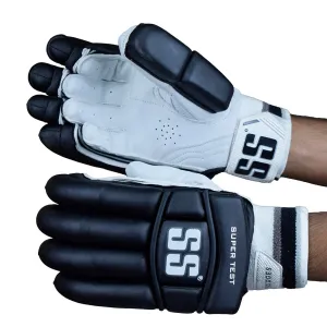 SS Super Test Black Cricket Batting Gloves Mens Size