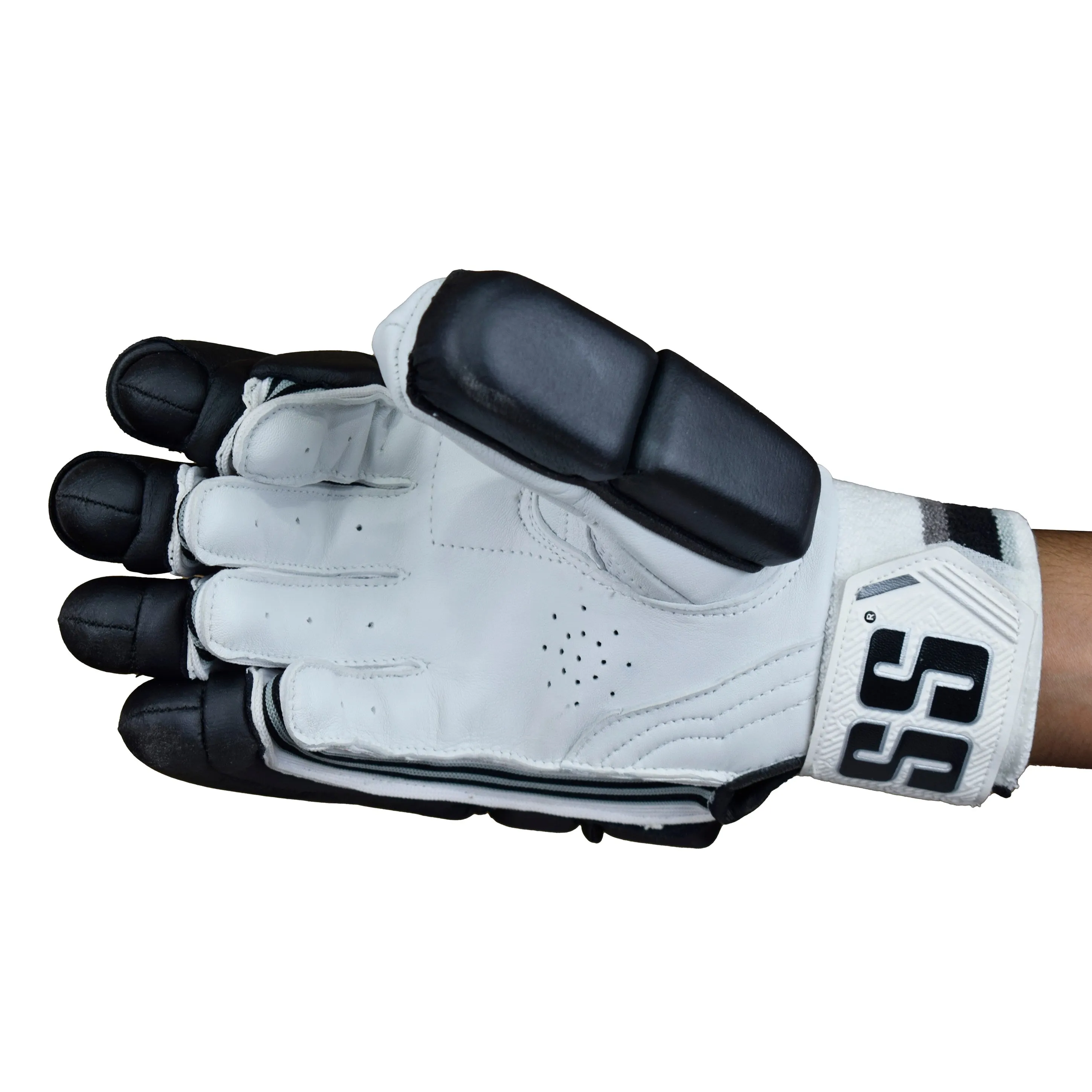 SS Super Test Black Cricket Batting Gloves Mens Size