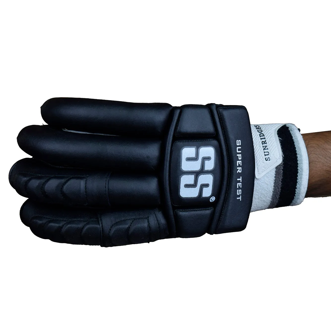 SS Super Test Black Cricket Batting Gloves Mens Size