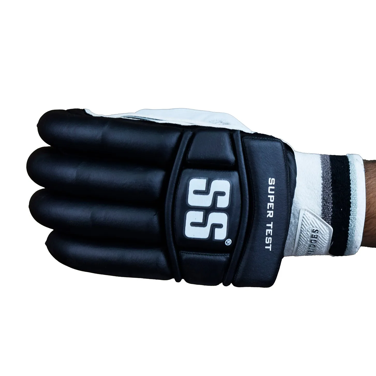 SS Super Test Black Cricket Batting Gloves Mens Size