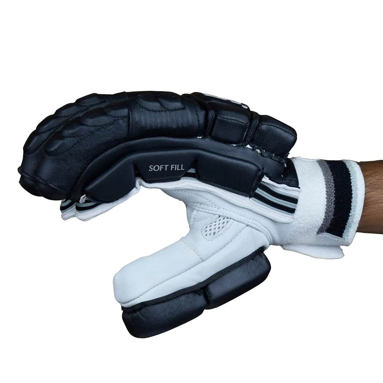SS Super Test Black Cricket Batting Gloves Mens Size