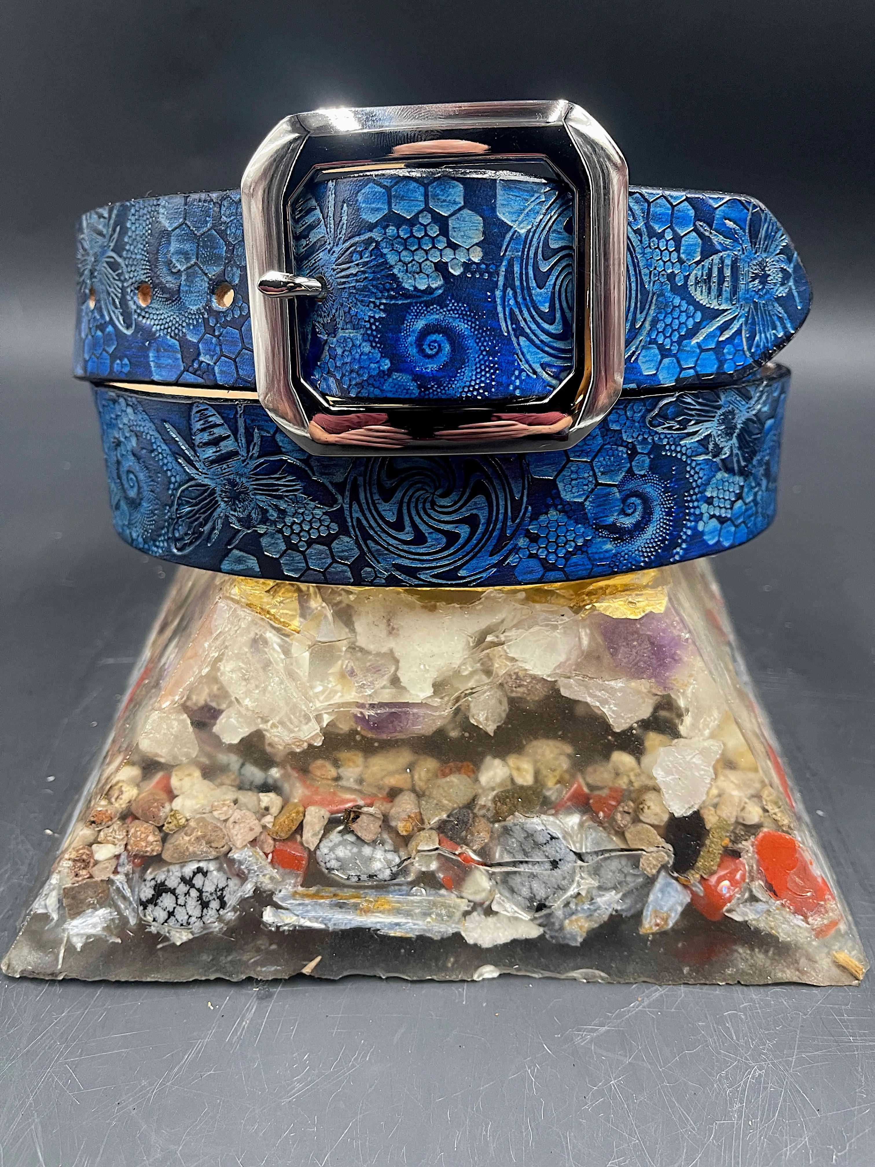 Stamped Leather Belt - Bees