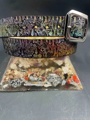 Stamped Leather Belt - Bees