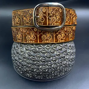 Stamped Leather Belt - Bicycle Day