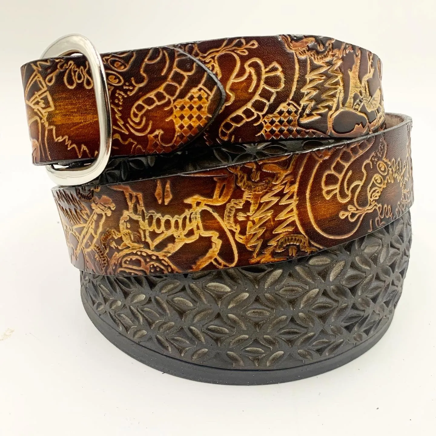 Stamped Leather Belt - Grateful Explosion