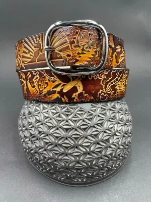 Stamped Leather Belt - Grateful Explosion