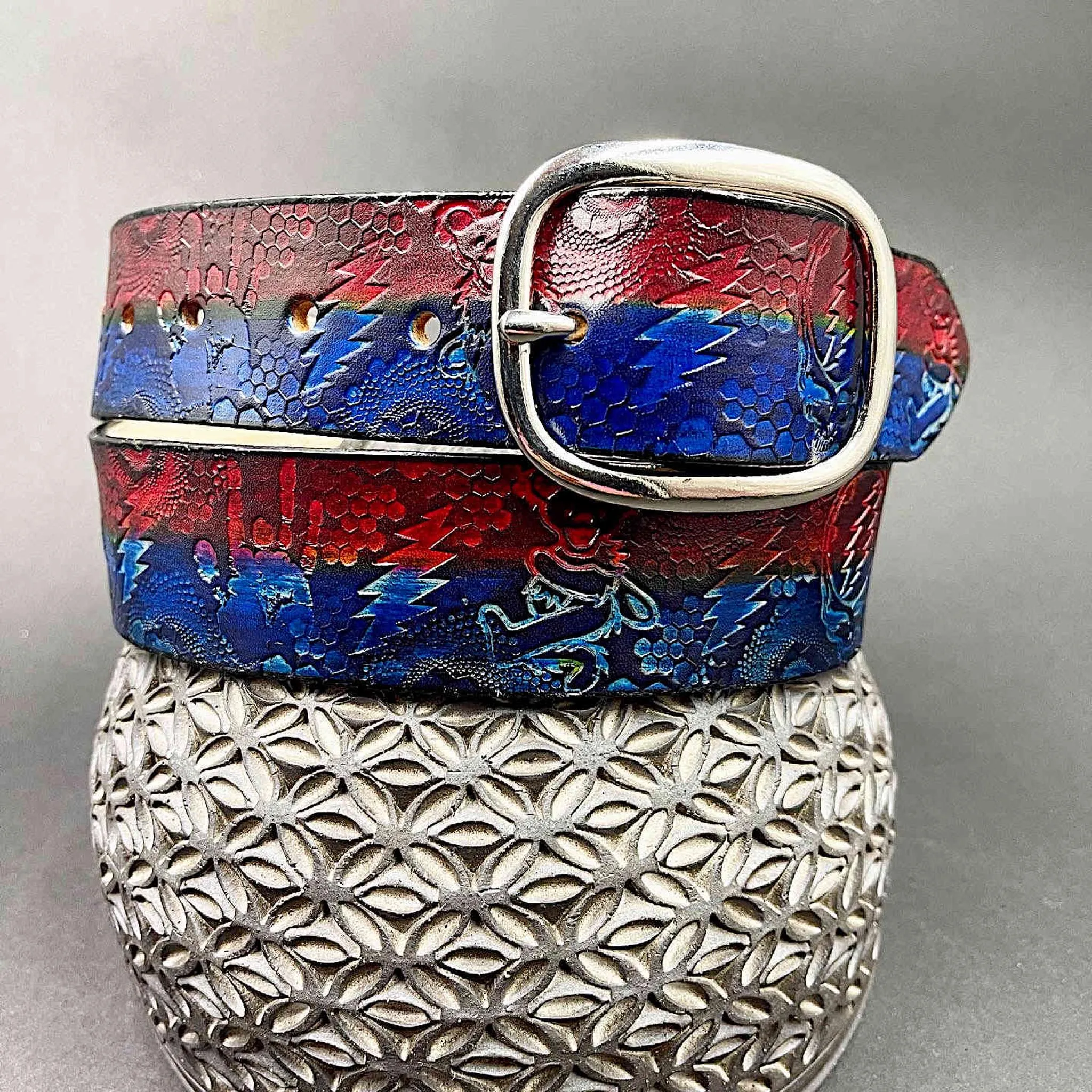 Stamped Leather Belt - Grateful Marching Bears