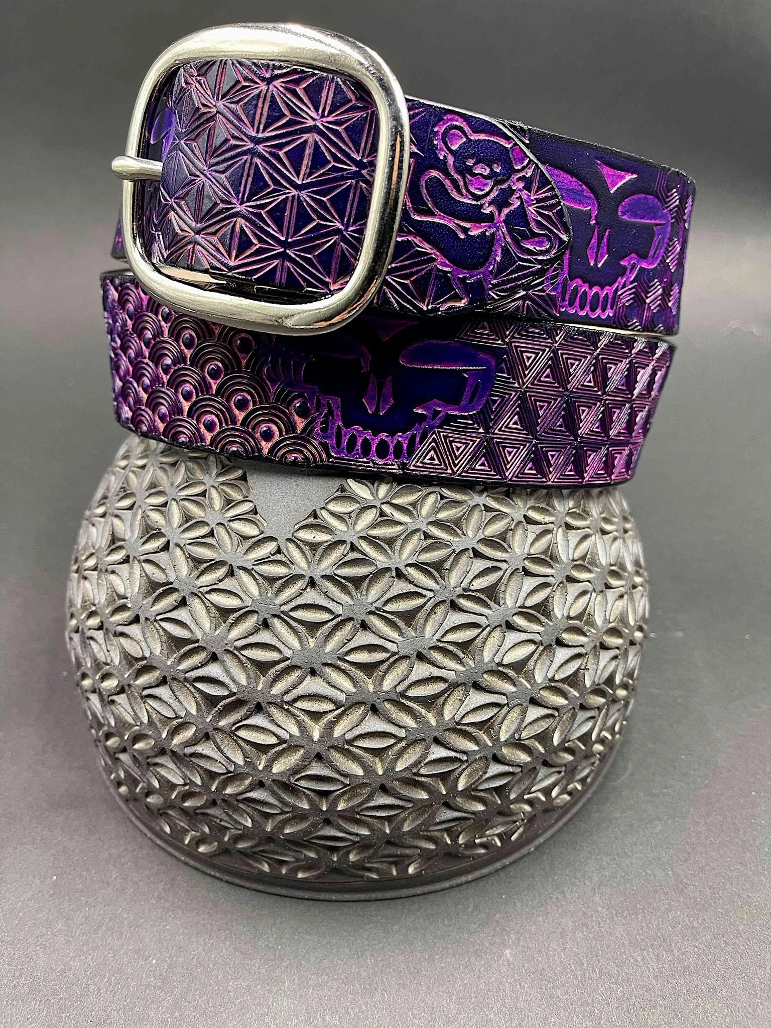 Stamped Leather Belt - Grateful Marching Bears