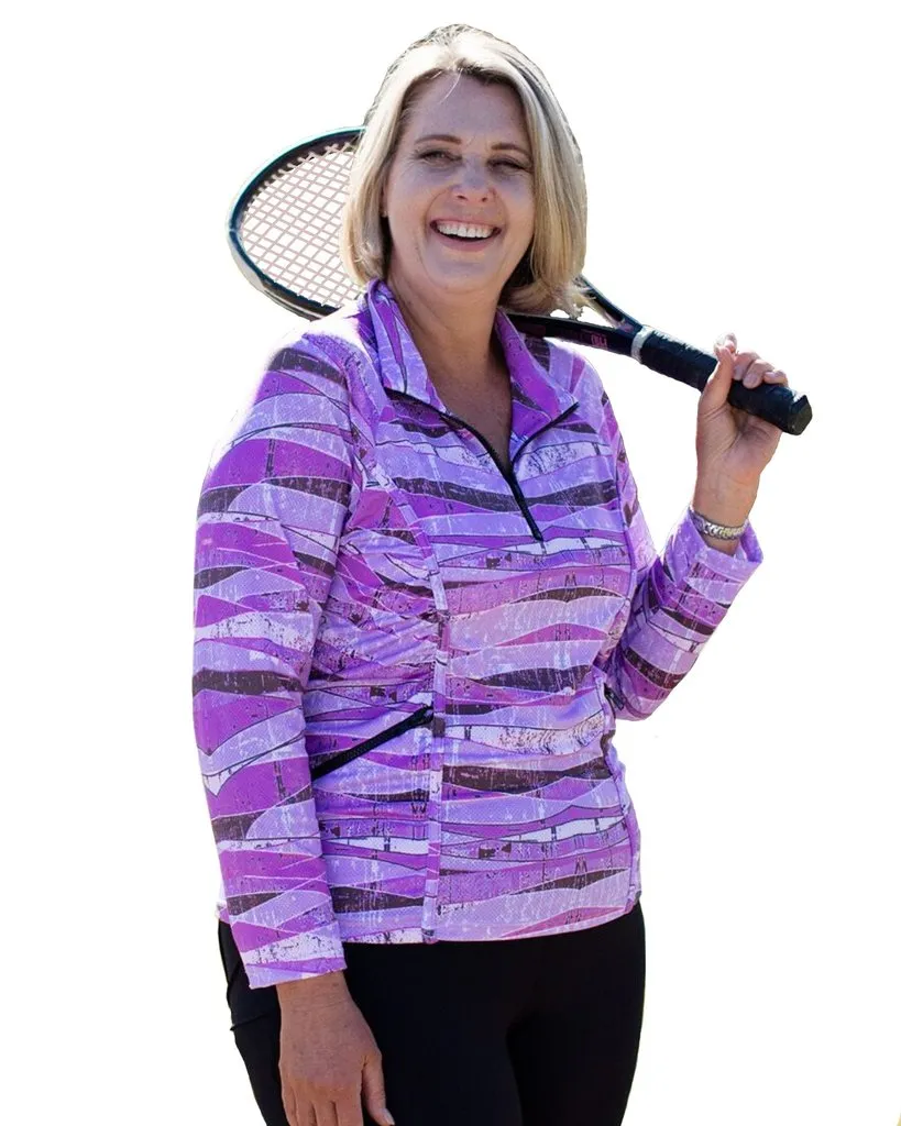Stay Cool Long Sleeve Shirt - Purple Print