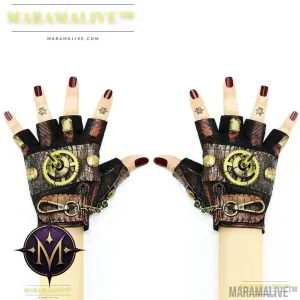Steampunk Rock Locomotive Half Finger Gloves Outdoor