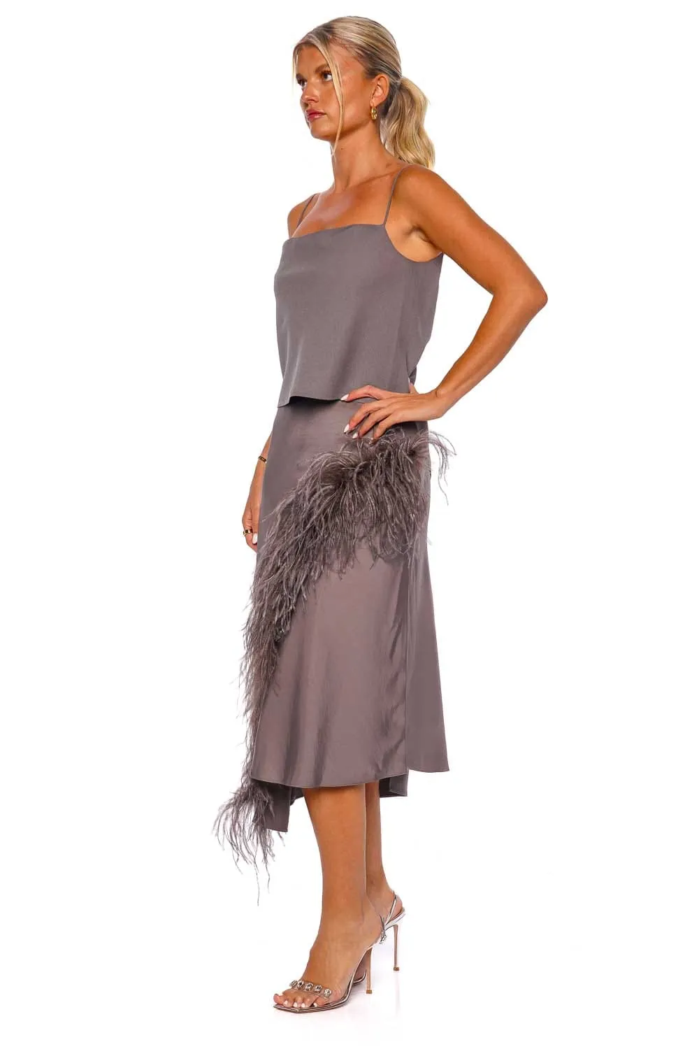 Steel Pebble Crepe Bias Cami