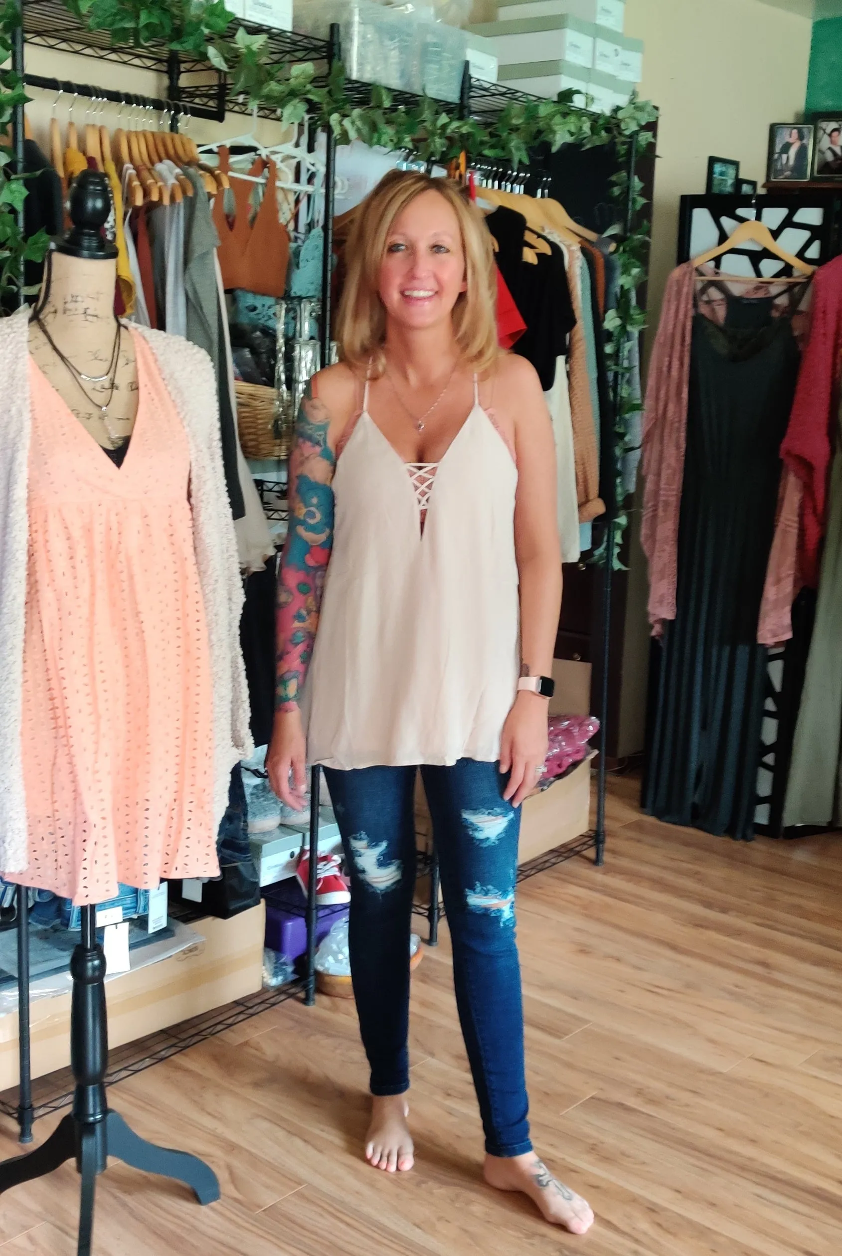 Stone Strappy Racerback Tank
