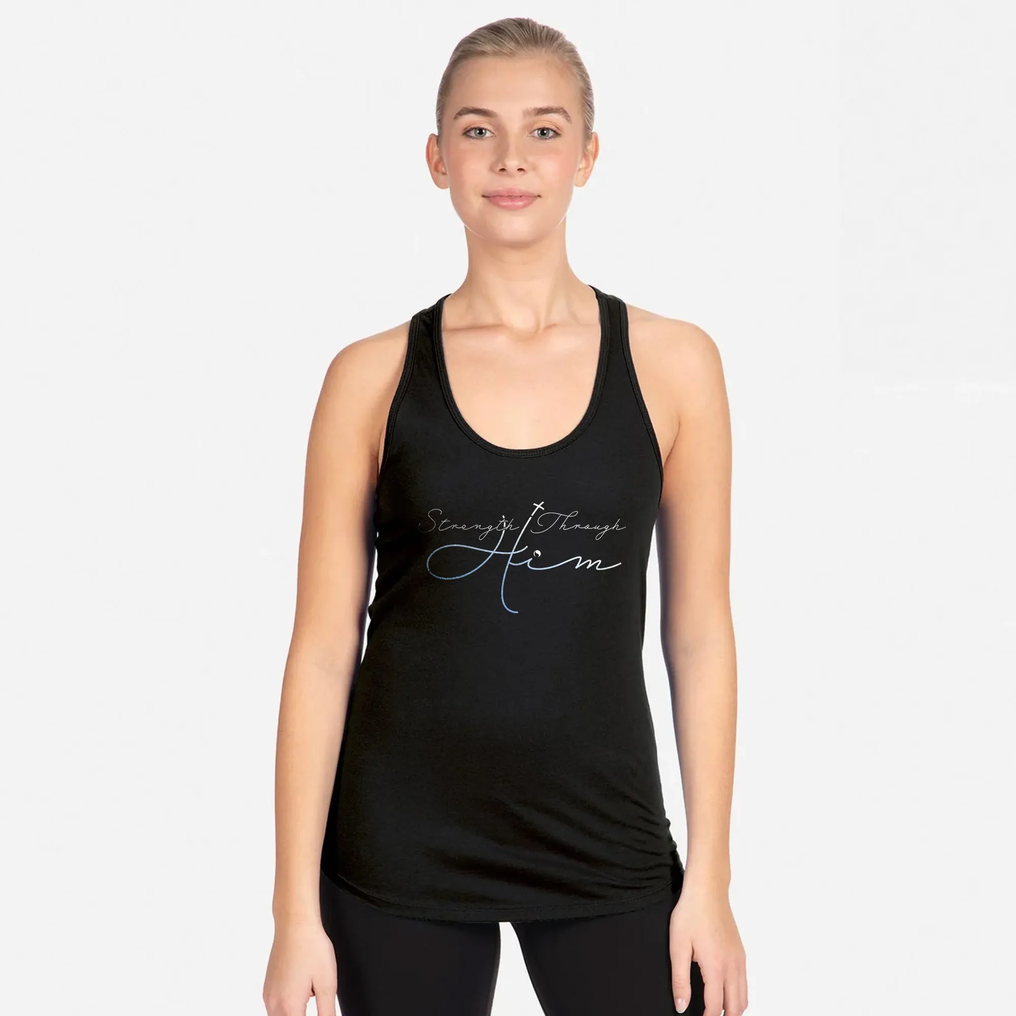 Strength Through Him Racerback Tank Top
