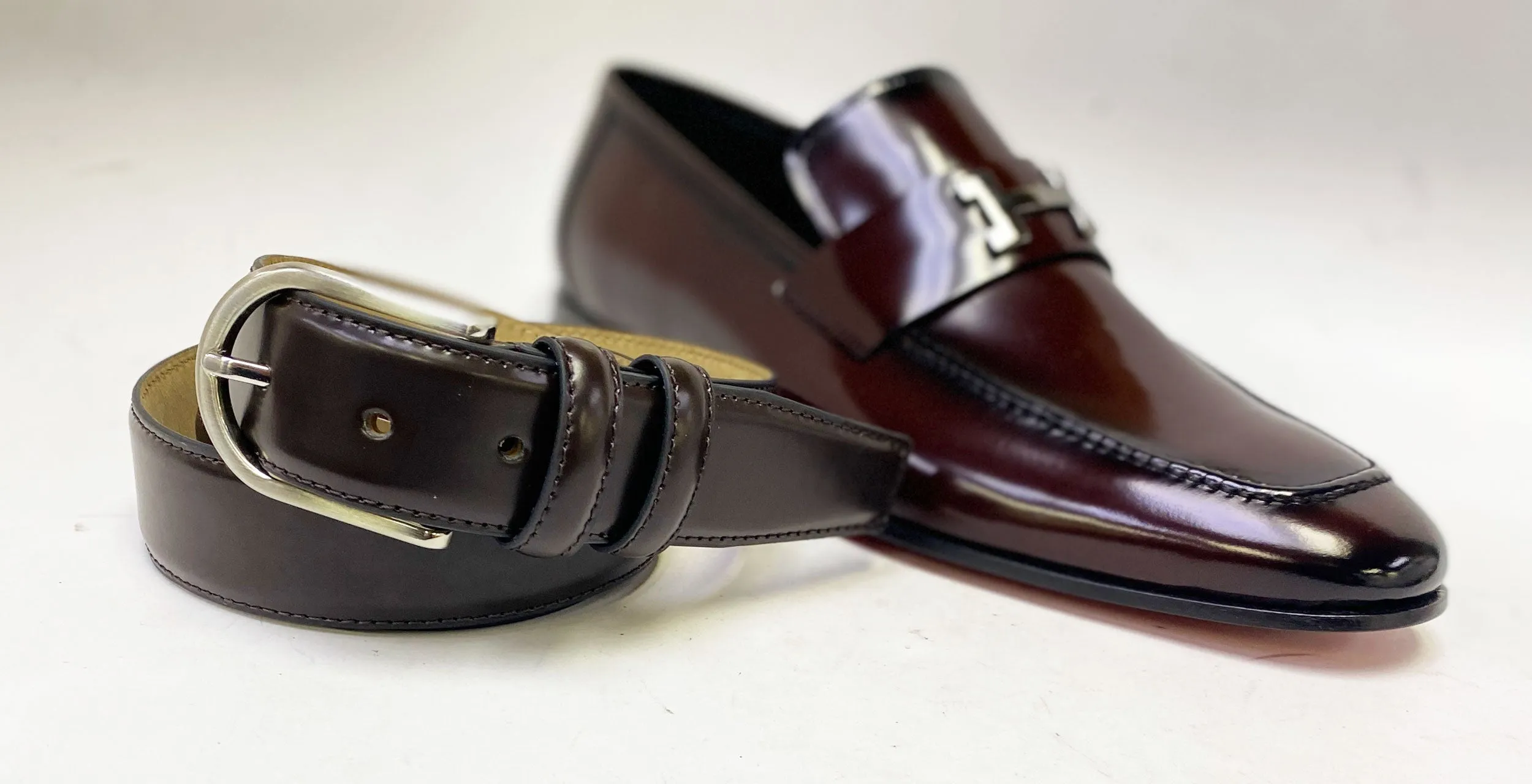 Style: C Collection Leather Belt Burgundy