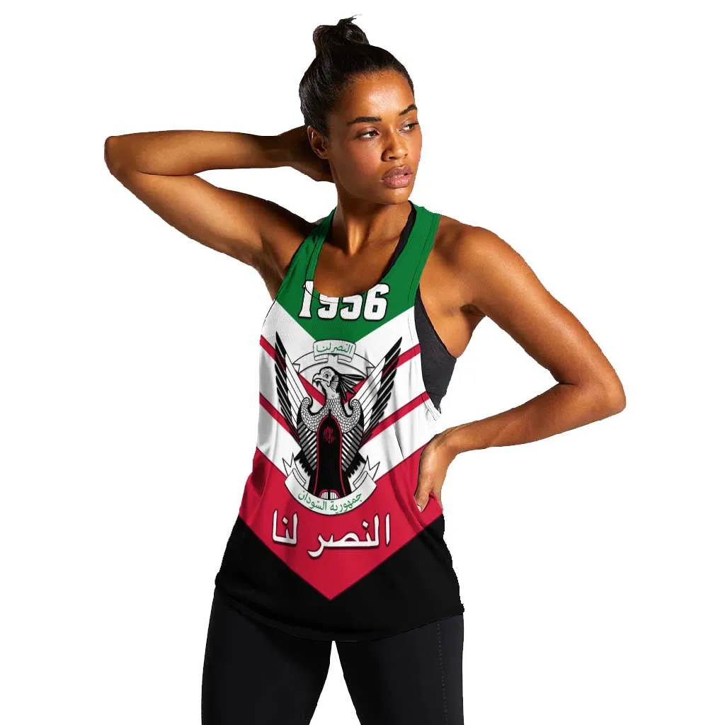 Sudan Independence Day Women Racerback Tank with Sudanese Secretary Bird LT01