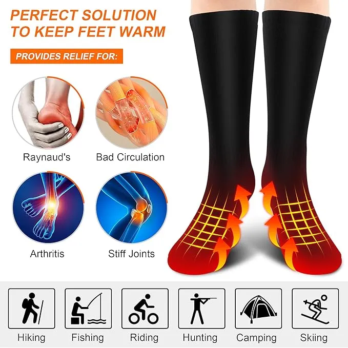 SVPRO Electric Heated Socks Men Women Rechargeable Heating Socks Washable Battery Thermal Foot Warmer Socks Winter Warm Socks