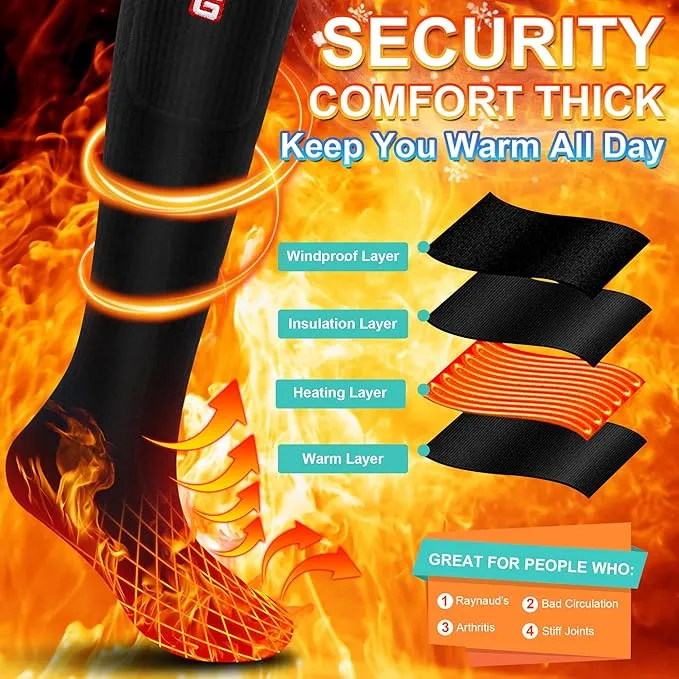 SVPRO Electric Heated Socks Men Women Rechargeable Heating Socks Washable Battery Thermal Foot Warmer Socks Winter Warm Socks