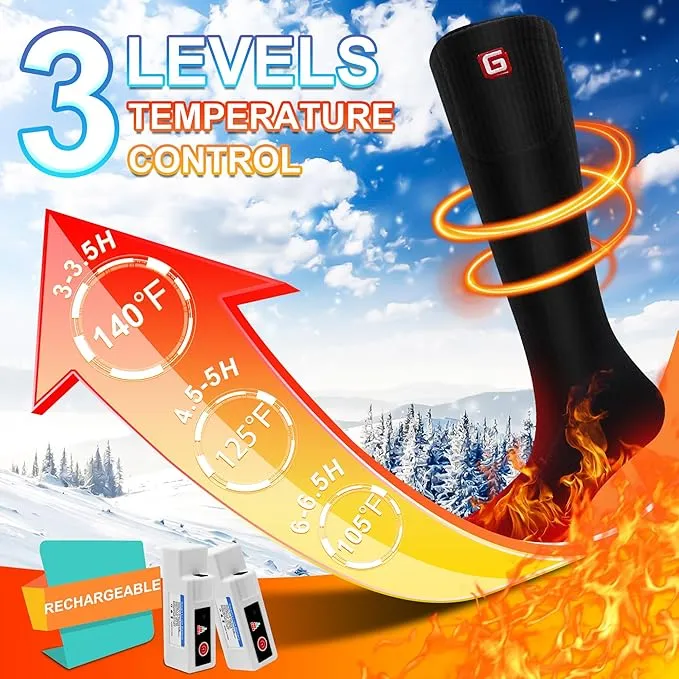 SVPRO Electric Heated Socks Men Women Rechargeable Heating Socks Washable Battery Thermal Foot Warmer Socks Winter Warm Socks