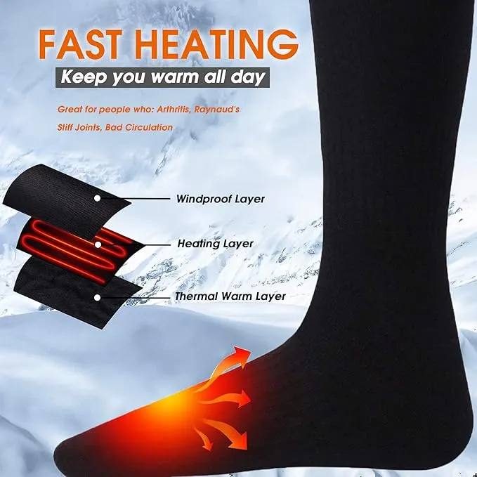 Svpro Rechargeable Electric Heated Socks for Men Women,Battery Powered Cold Weather Heat Socks, Outdoor Hunting Riding Camping Hiking Motorcycle Skiing Warm Winter Socks