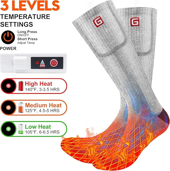 SVPRO Rechargeable Heating Socks Battery Operated Socks Heated for Women Men,Electric Heated Socks with 3 Heating Settings Outdoor Riding Camping Hiking Skiing Motorcycle Winter Electric Warm Socks
