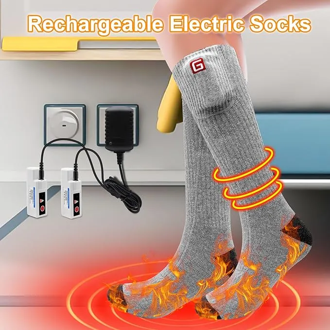 SVPRO Rechargeable Heating Socks Battery Operated Socks Heated for Women Men,Electric Heated Socks with 3 Heating Settings Outdoor Riding Camping Hiking Skiing Motorcycle Winter Electric Warm Socks
