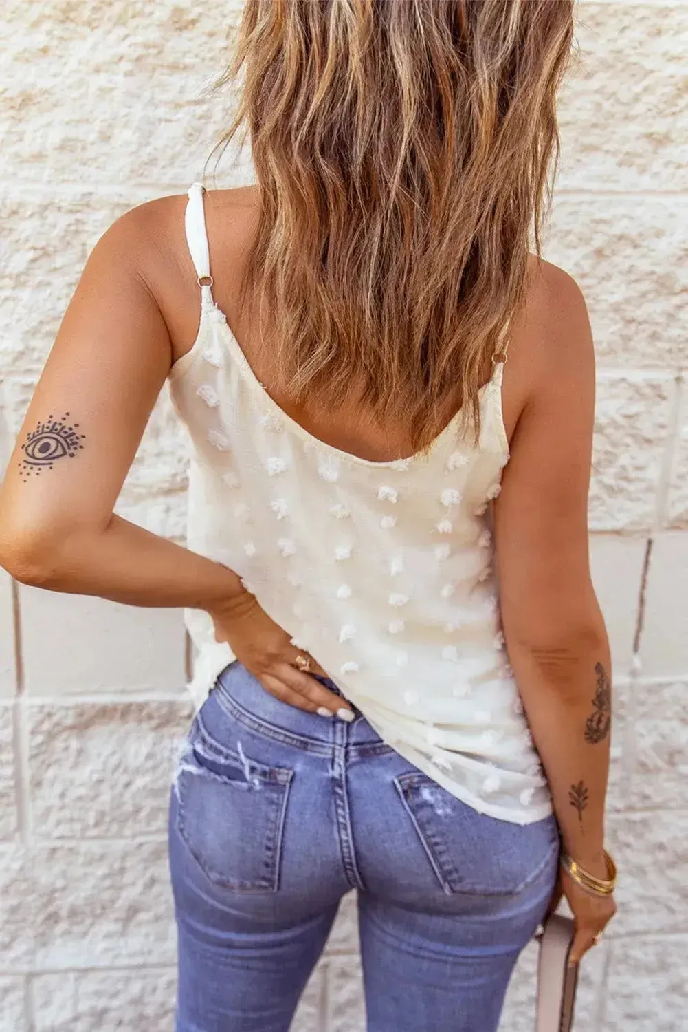 Swiss Dot Spaghetti Strap Tank Top – Cute & Flowy Summer Top