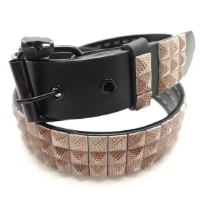 Tan Pointilism Camo Studded Leather Belt