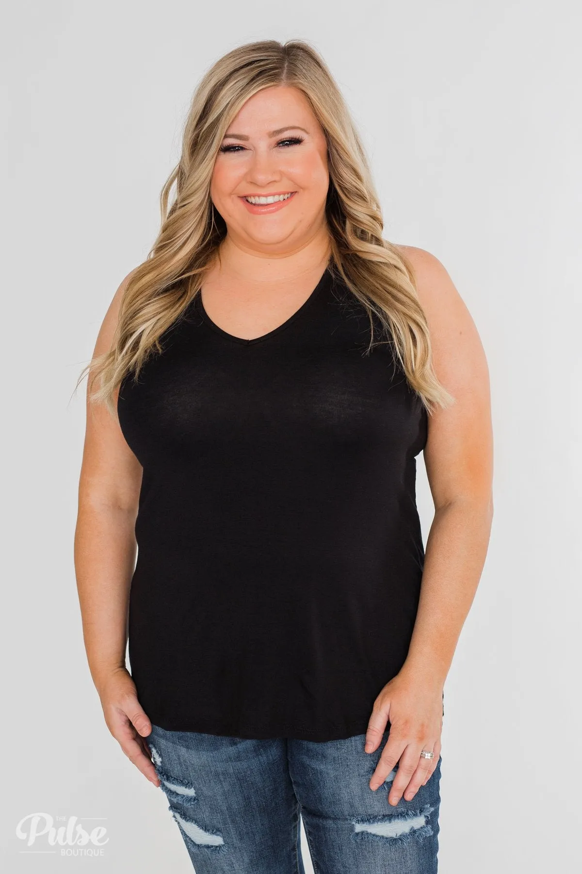 Tell Me Again Crochet Knit Tank Top- Black