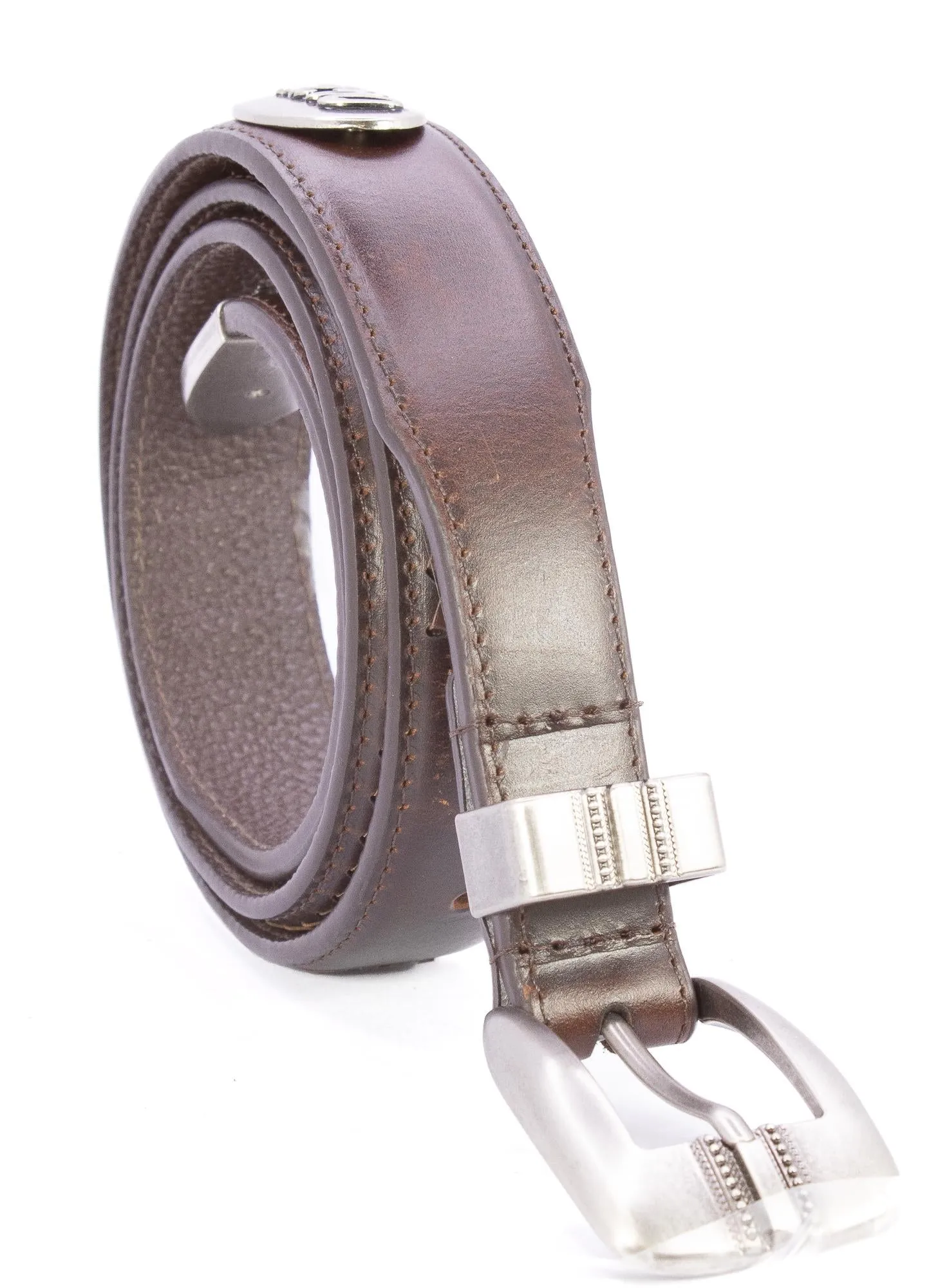 Texas Longhorns Men's Braided Leather Belt. UT Longhorns Gift. Texas Belt. Brown Braided Full Grain Finish With Metal Emblem Conchos.