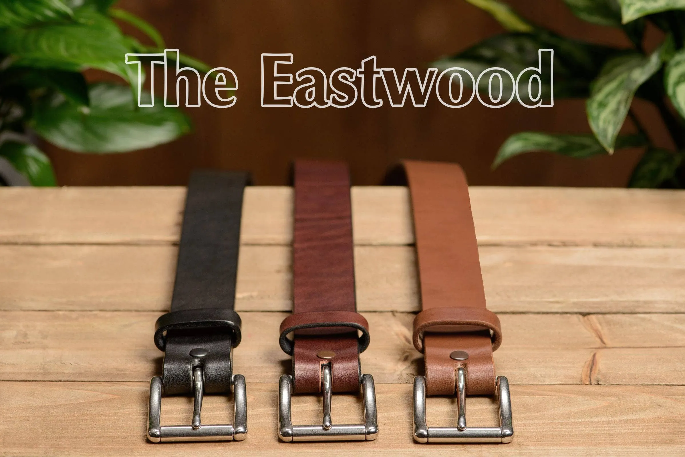 The Eastwood: Men's Brown Non Stitched Leather Belt Max Thick 1.50"
