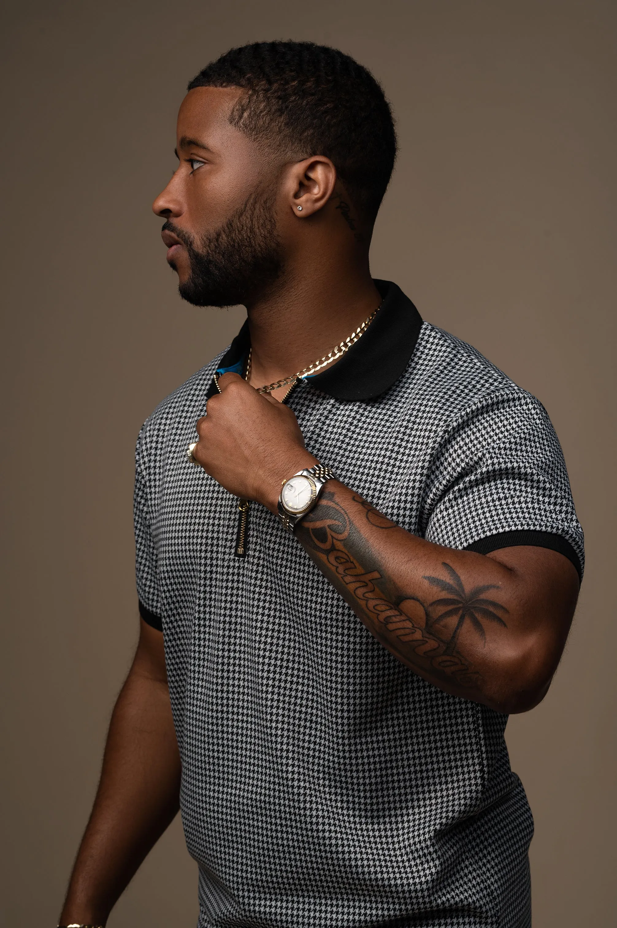 THE HOUNDSTOOTH POLO-BLACK